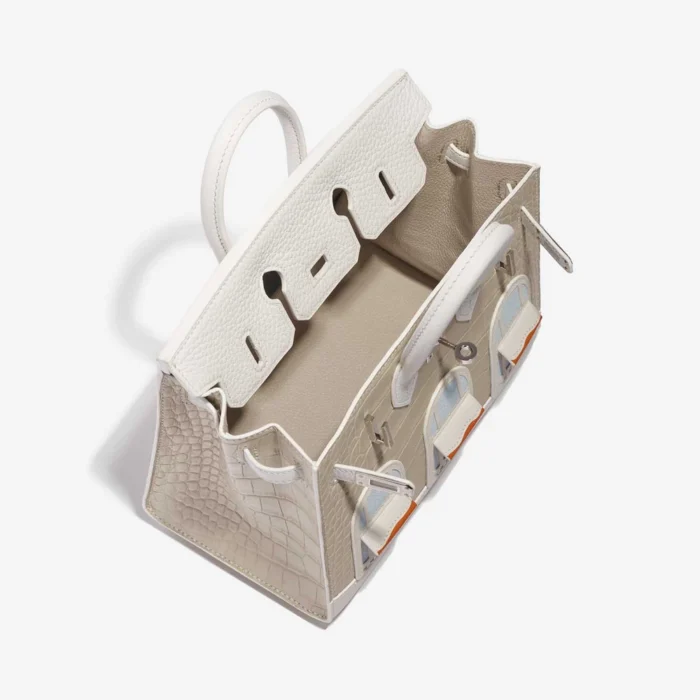 Artisan-Grade Hermès Birkin 20 Faubourg Matte Alligator/Togo/Epsom/Swift White/Beton/Orange H/Blue Brume/Craie PHW - Replica Handbags - Image 5