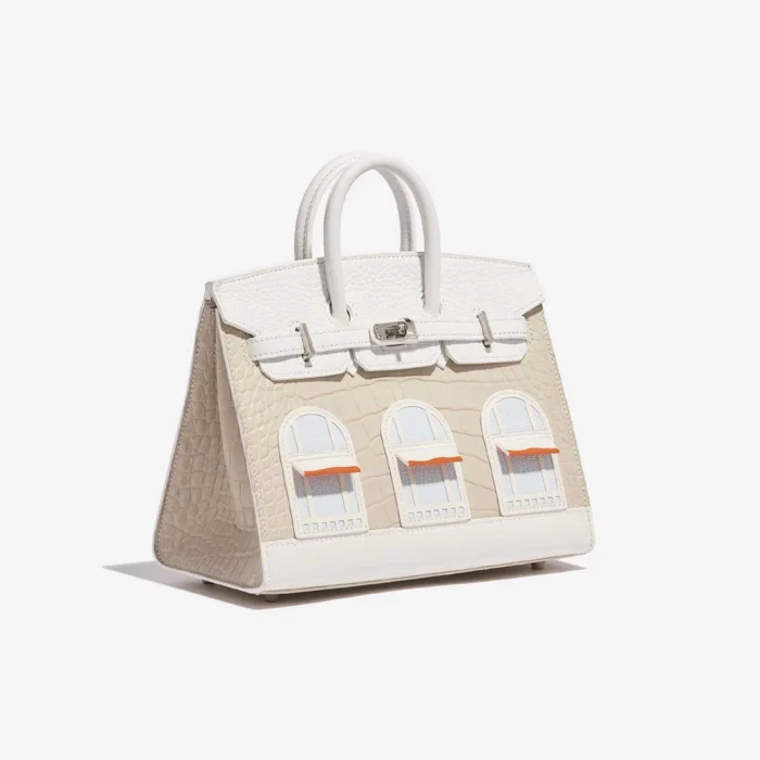 Artisan-Grade Hermès Birkin 20 Faubourg Matte Alligator/Togo/Epsom/Swift White/Beton/Orange H/Blue Brume/Craie PHW - Replica Handbags - Image 4