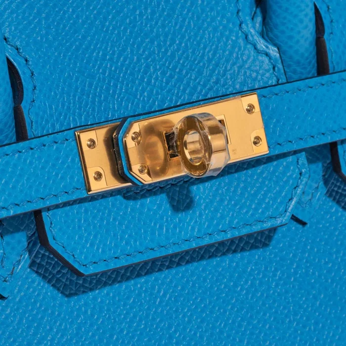 Artisan-Grade Hermès Birkin 25 Epsom Blue Frida GHW - Replica Handbags - Image 7