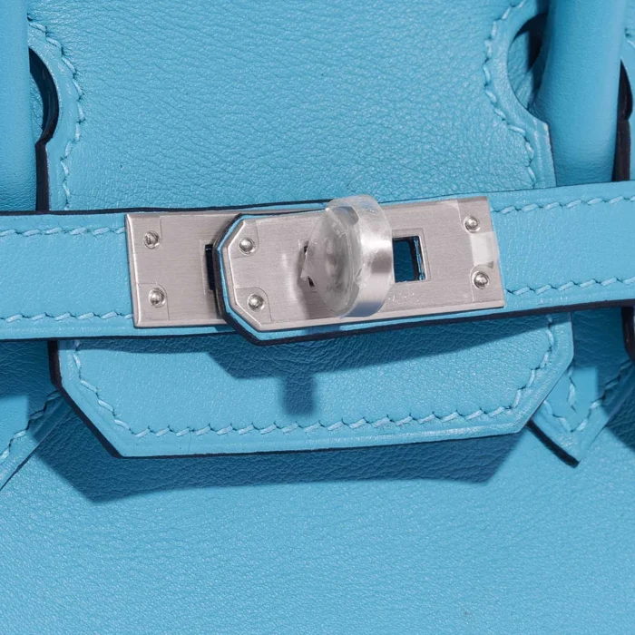 Artisan-Grade Hermès Birkin 25 Swift Bleu du Nord/Gris Perle PHW - Replica Handbags - Image 7