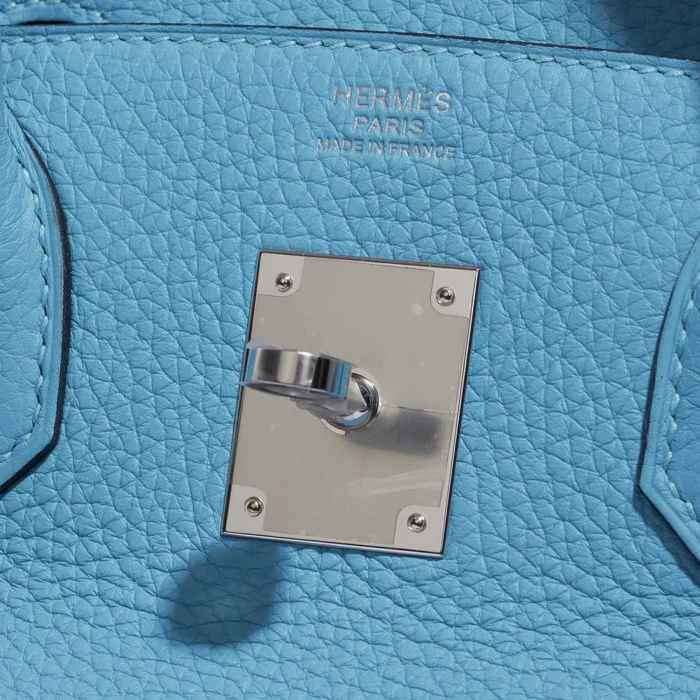 Artisan-Grade Hermès Birkin 30 Taurillion Clemence Blue du Nord PHW - DLF - Image 6