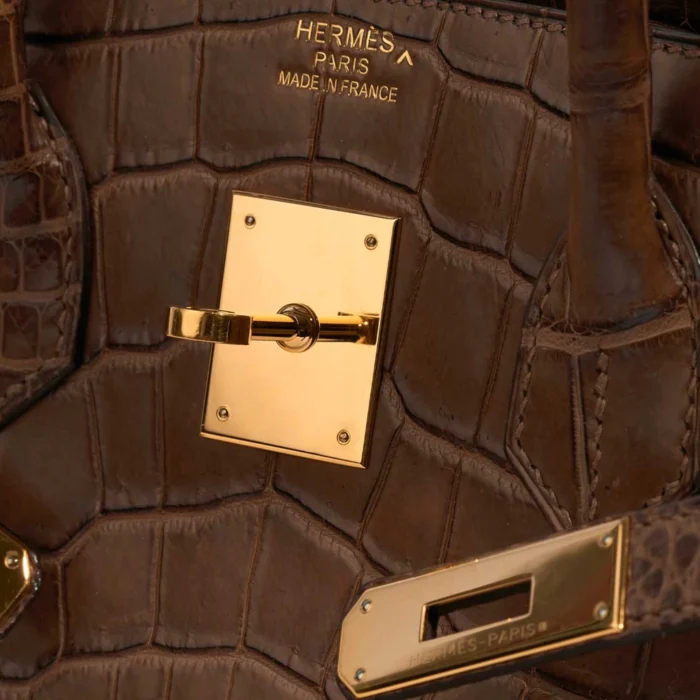Artisan-Grade Hermès Birkin 35 Alligator Marron D’Inde GHW - Replica Handbags - Image 6