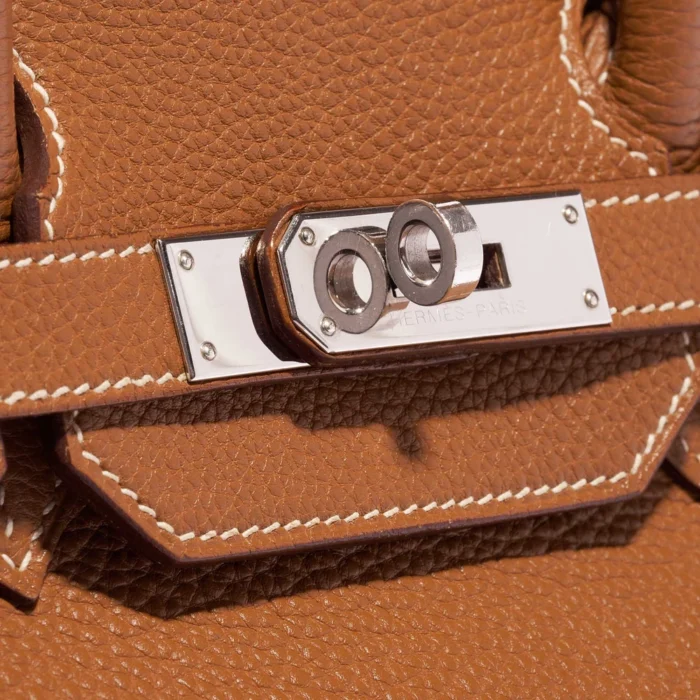 Artisan-Grade Hermès Birkin 35 Togo Gold PHW - Replica Handbags - Image 7