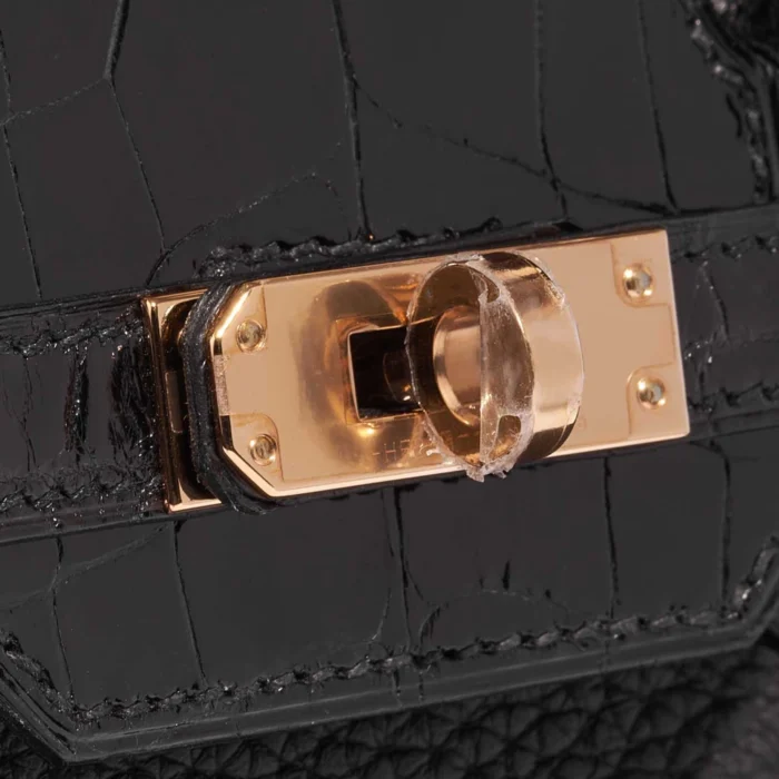 Artisan-Grade Hermès Birkin Touch 25 Niloticus Crocodile/Togo Black GHW - Replica Handbags - Image 7