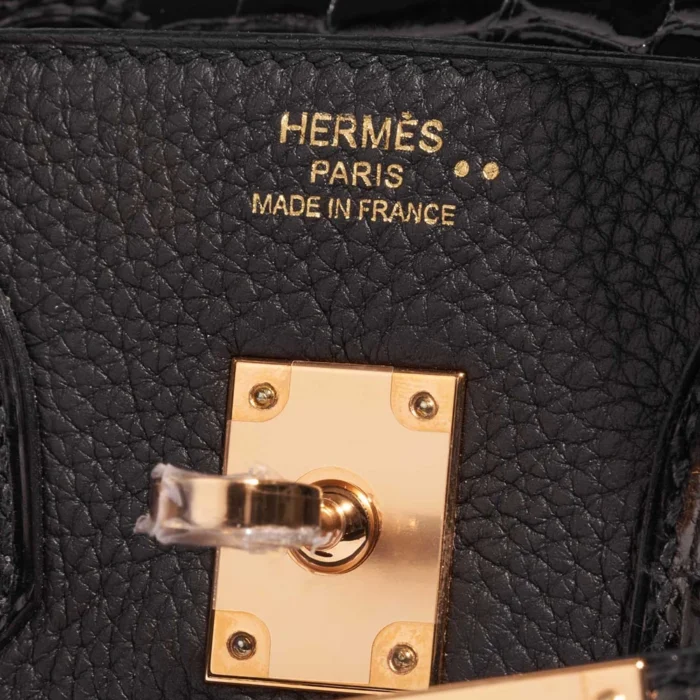 Artisan-Grade Hermès Birkin Touch 25 Niloticus Crocodile/Togo Black GHW - Replica Handbags - Image 6