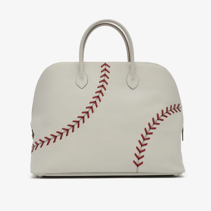 Artisan-Grade Hermès Bolide Large Evercolor Gris Perle/Rouge Casaque PHW - DLF - Image 2