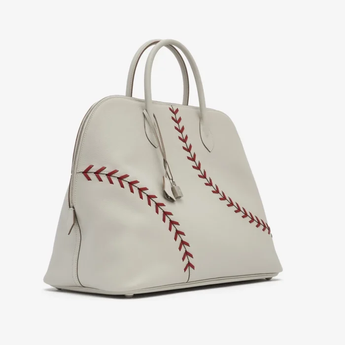 Artisan-Grade Hermès Bolide Large Evercolor Gris Perle/Rouge Casaque PHW - DLF - Image 4