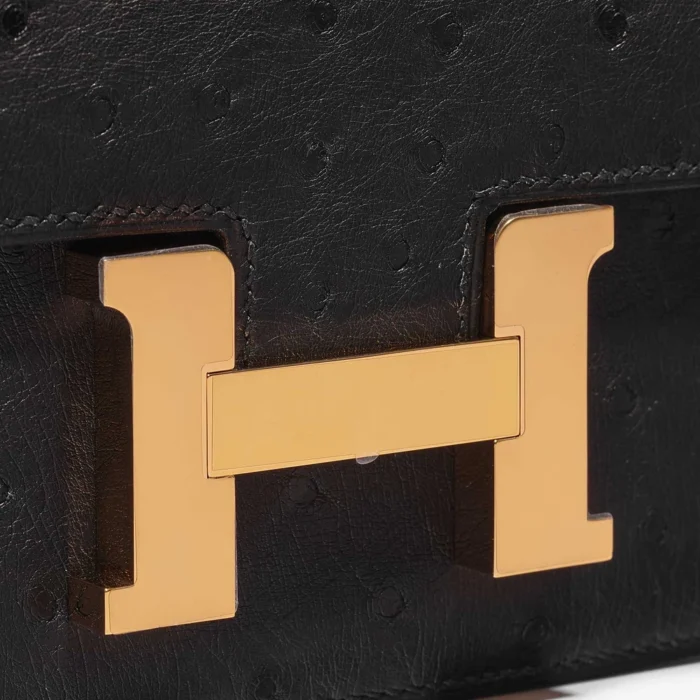 Artisan-Grade Hermès Constance 18 Ostrich Black GHW - Replica Handbags - Image 7
