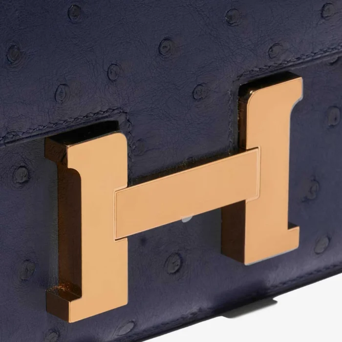 Artisan-Grade Hermès Constance 18 Ostrich Bleu Saphir GHW - Replica Handbags - Image 6