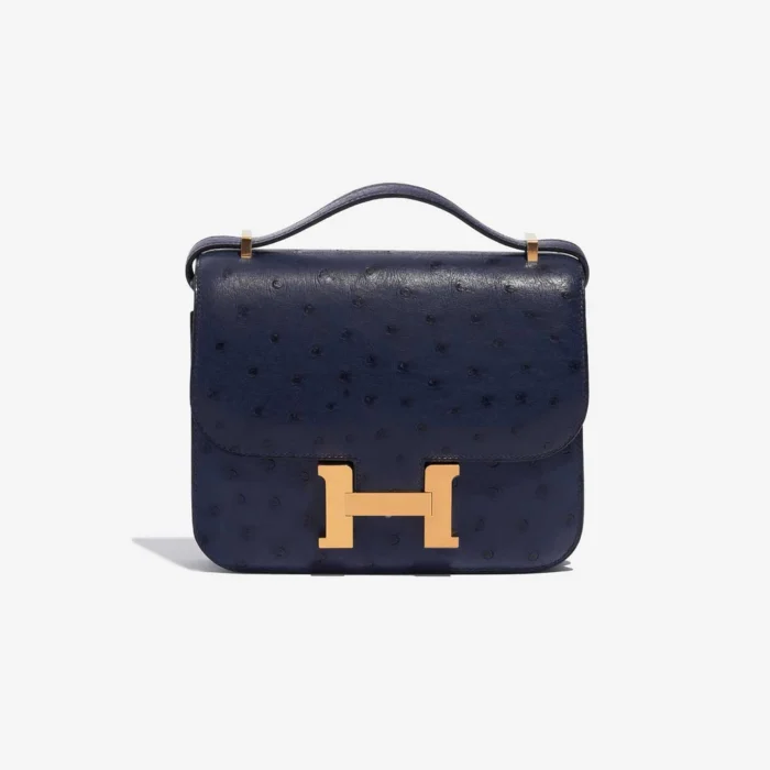 Artisan-Grade Hermès Constance 18 Ostrich Bleu Saphir GHW
