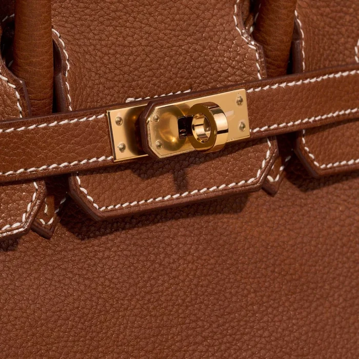 Artisan-Grade Hermès Dupes Birkin 25 Barenia Faubourg Fauve GHW - Replica Handbags - Image 7