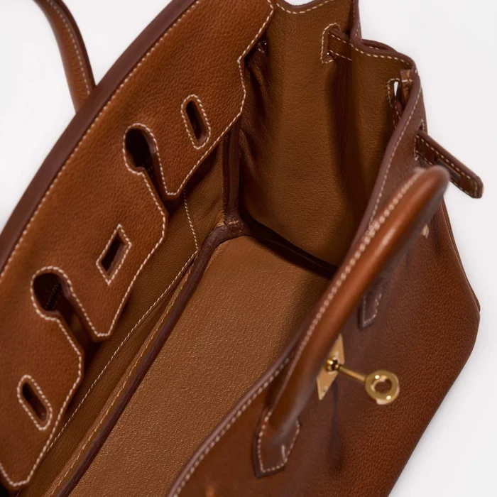 Artisan-Grade Hermès Dupes Birkin 25 Barenia Faubourg Fauve GHW - Replica Handbags - Image 5