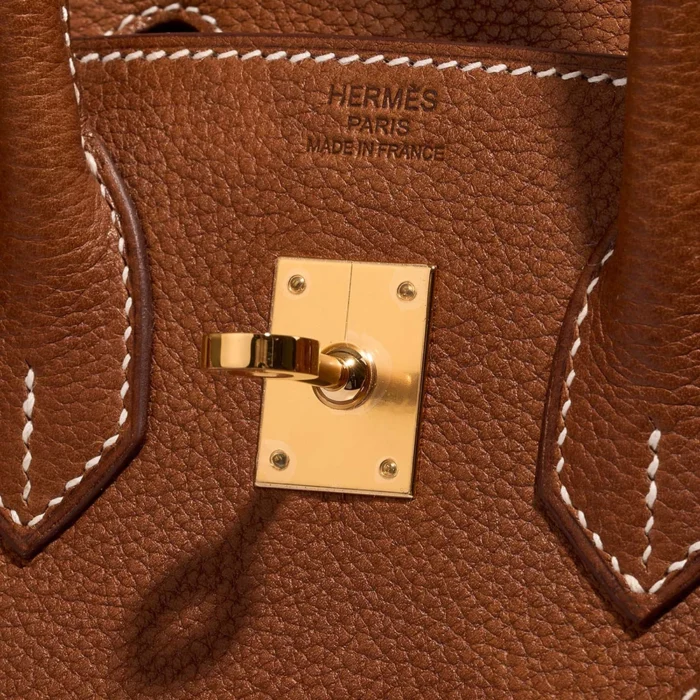Artisan-Grade Hermès Dupes Birkin 25 Barenia Faubourg Fauve GHW - Replica Handbags - Image 6
