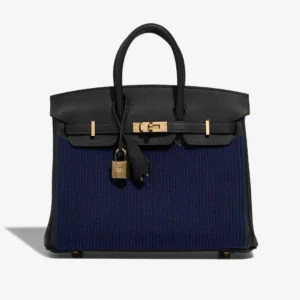 Artisan-Grade Hermès Dupes Birkin 25 Côte à Côte Tuffetage Swift Caban/Bleu Saphir PBHW - Replica Handbags