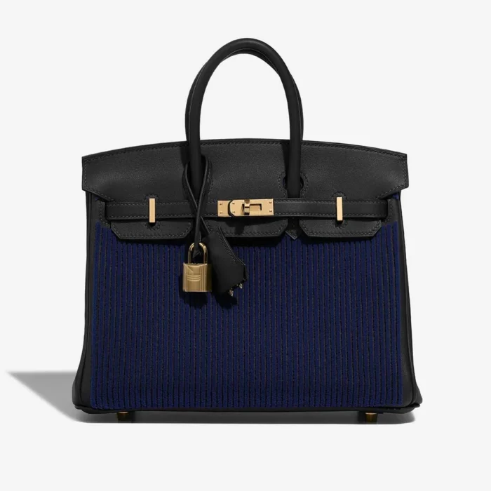 Artisan-Grade Hermès Dupes Birkin 25 Côte à Côte Tuffetage Swift Caban/Bleu Saphir PBHW - Replica Handbags