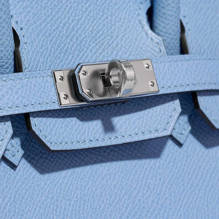 Artisan-Grade Hermès Dupes Birkin 25 Epsom Bleu Celeste PHW - Replica Handbags - Image 7