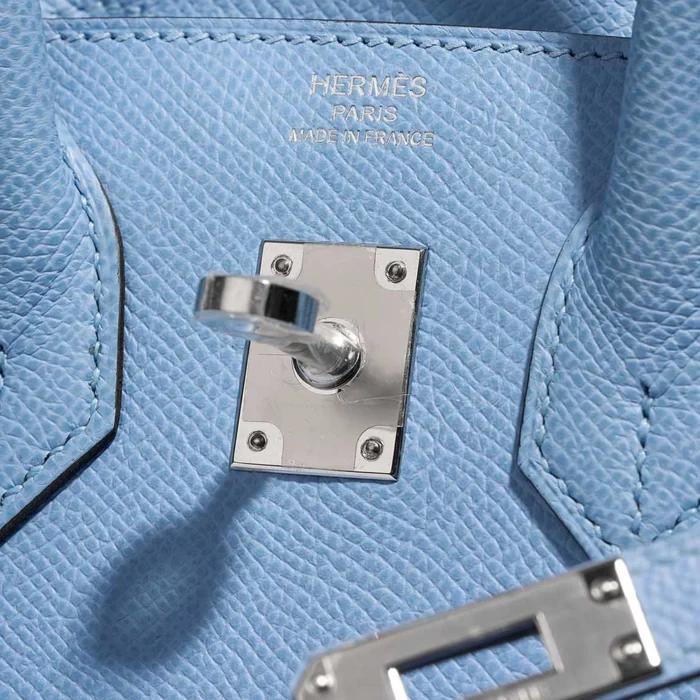 Artisan-Grade Hermès Dupes Birkin 25 Epsom Bleu Celeste PHW - Replica Handbags - Image 6