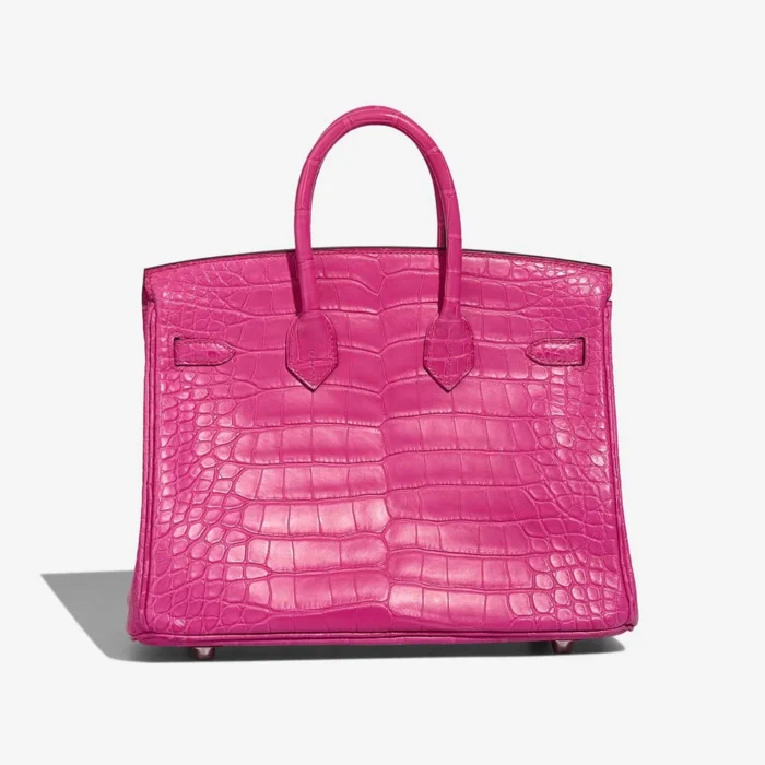 Artisan-Grade Hermès Dupes Birkin 25 Matte Alligator Rose Shocking PHW - Replica Handbags - Image 2