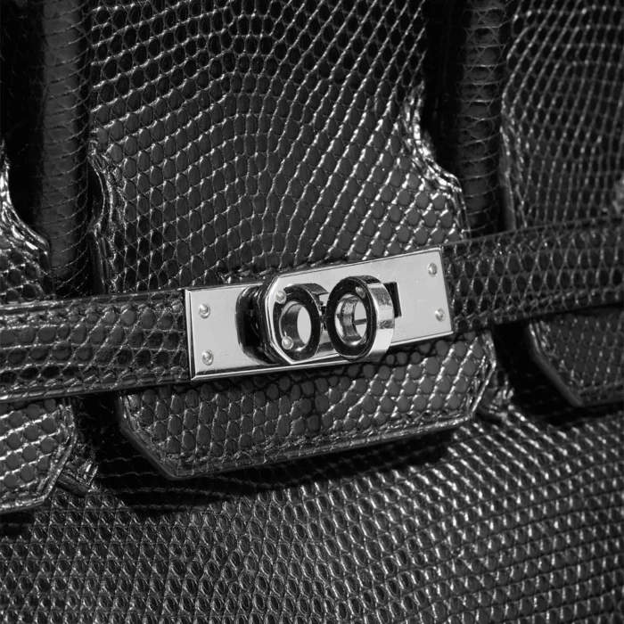 Artisan-Grade Hermès Dupes Birkin 25 Salvator Lizard Black PHW - Replica Handbags - Image 6