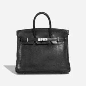Artisan-Grade Hermès Dupes Birkin 25 Salvator Lizard Black PHW - Replica Handbags