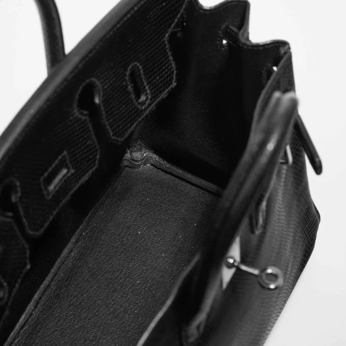 Artisan-Grade Hermès Dupes Birkin 25 Salvator Lizard Black PHW - Replica Handbags - Image 4