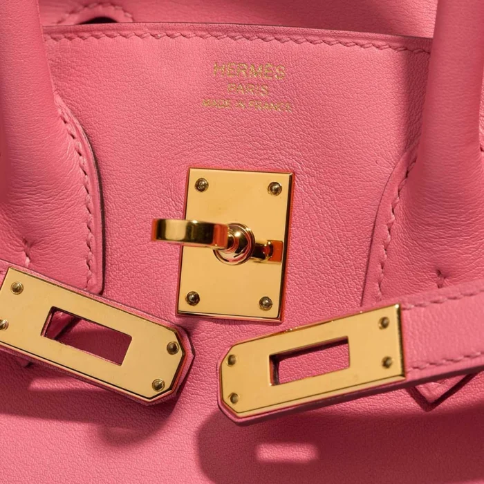 Artisan-Grade Hermès Dupes Birkin 25 Swift Rose Azalee GHW - Replica Handbags - Image 6
