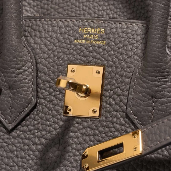 Artisan-Grade Hermès Dupes Birkin 25 Togo Gris Meyer GHW - Replica Handbags - Image 6