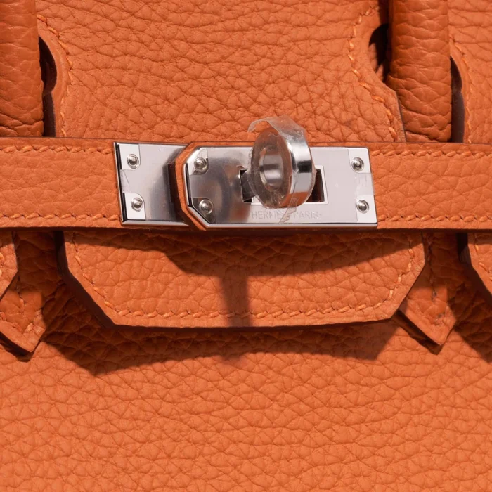 Artisan-Grade Hermès Dupes Birkin 25 Togo Orange H PHW - Replica Handbags - Image 6