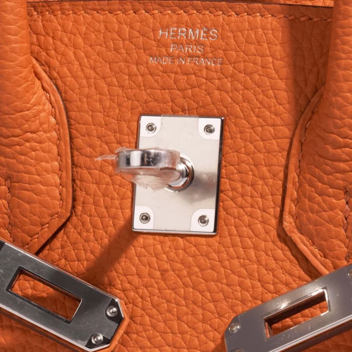 Artisan-Grade Hermès Dupes Birkin 25 Togo Orange H PHW - Replica Handbags - Image 5