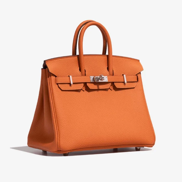 Artisan-Grade Hermès Dupes Birkin 25 Togo Orange H PHW - Replica Handbags - Image 4