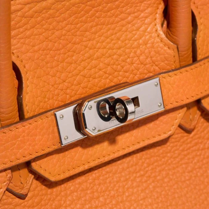 Artisan-Grade Hermès Dupes Birkin 30 Clemence Orange PHW - Replica Handbags - Image 6