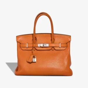 Artisan-Grade Hermès Dupes Birkin 30 Clemence Orange PHW - Replica Handbags