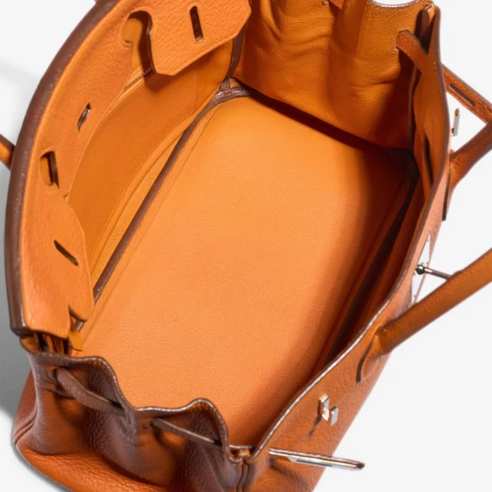 Artisan-Grade Hermès Dupes Birkin 30 Clemence Orange PHW - Replica Handbags - Image 4