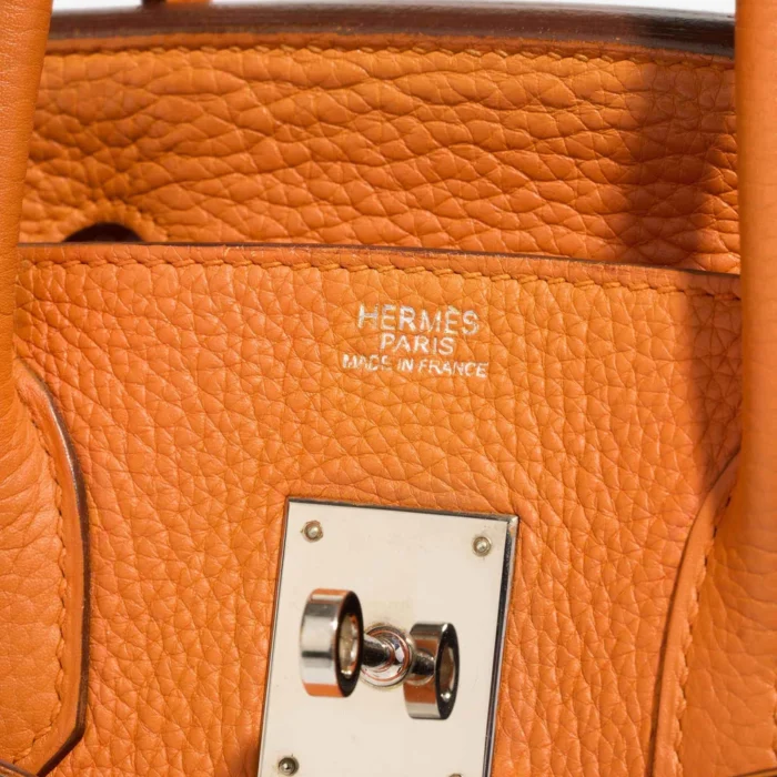 Artisan-Grade Hermès Dupes Birkin 30 Clemence Orange PHW - Replica Handbags - Image 5