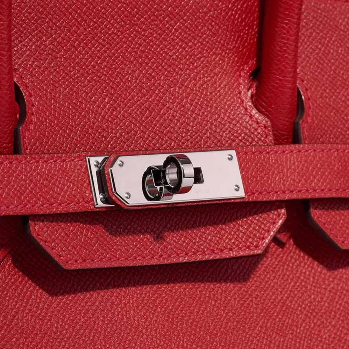 Artisan-Grade Hermès Dupes Birkin 30 Epsom Rouge Casaque PHW - Replica Handbags - Image 7