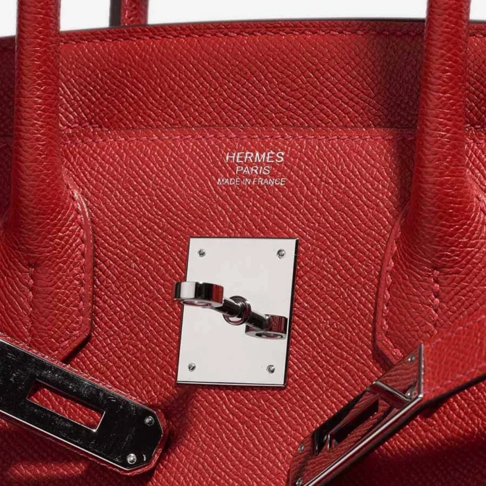 Artisan-Grade Hermès Dupes Birkin 30 Epsom Rouge Casaque PHW - Replica Handbags - Image 6