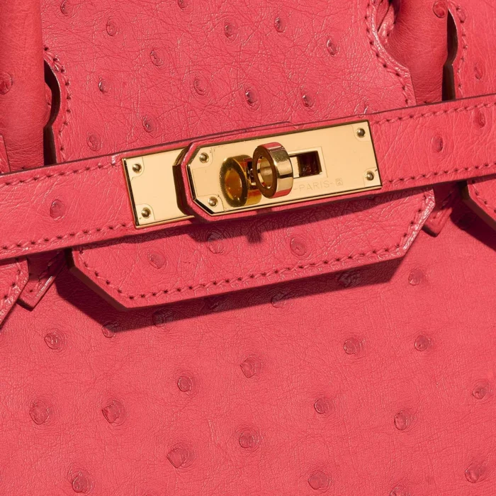 Artisan-Grade Hermès Dupes Birkin 30 Ostrich Bougainvillier GHW - Replica Handbags - Image 6