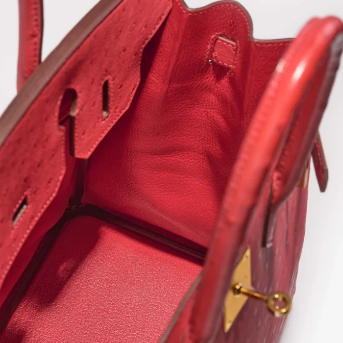 Artisan-Grade Hermès Dupes Birkin 30 Ostrich Bougainvillier GHW - Replica Handbags - Image 5