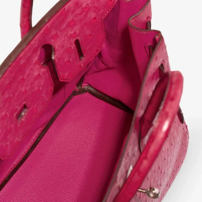 Artisan-Grade Hermès Dupes Birkin 30 Ostrich Fuchsia PHW - Replica Handbags - Image 5