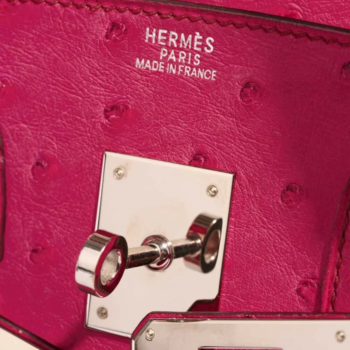 Artisan-Grade Hermès Dupes Birkin 30 Ostrich Fuchsia PHW - Replica Handbags - Image 6