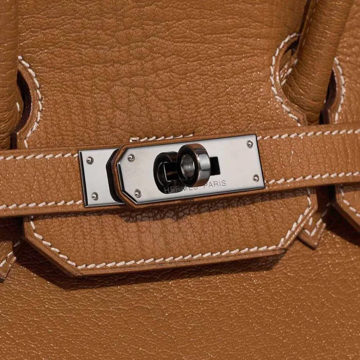 Artisan-Grade Hermès Dupes Birkin 35 Chevre de Coromandel Caramel RHW - Replica Handbags - Image 7