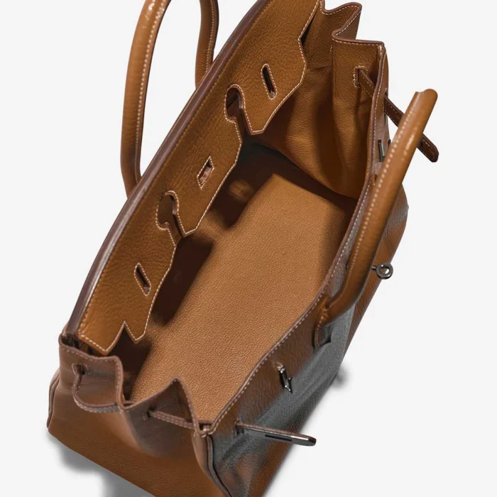 Artisan-Grade Hermès Dupes Birkin 35 Chevre de Coromandel Caramel RHW - Replica Handbags - Image 5