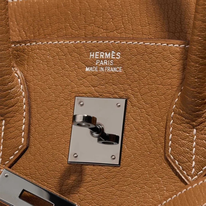 Artisan-Grade Hermès Dupes Birkin 35 Chevre de Coromandel Caramel RHW - Replica Handbags - Image 6