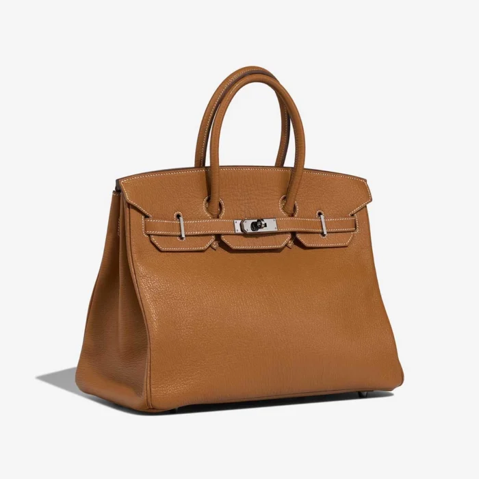 Artisan-Grade Hermès Dupes Birkin 35 Chevre de Coromandel Caramel RHW - Replica Handbags - Image 4