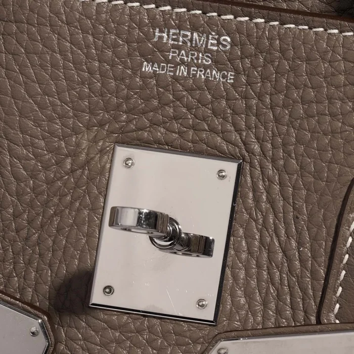 Artisan-Grade Hermès Dupes Birkin 35 Clemence Etoupe PHW - Replica Handbags - Image 5
