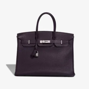 Artisan-Grade Hermès Dupes Birkin 35 Clemence Raisin PHW - Replica Handbags