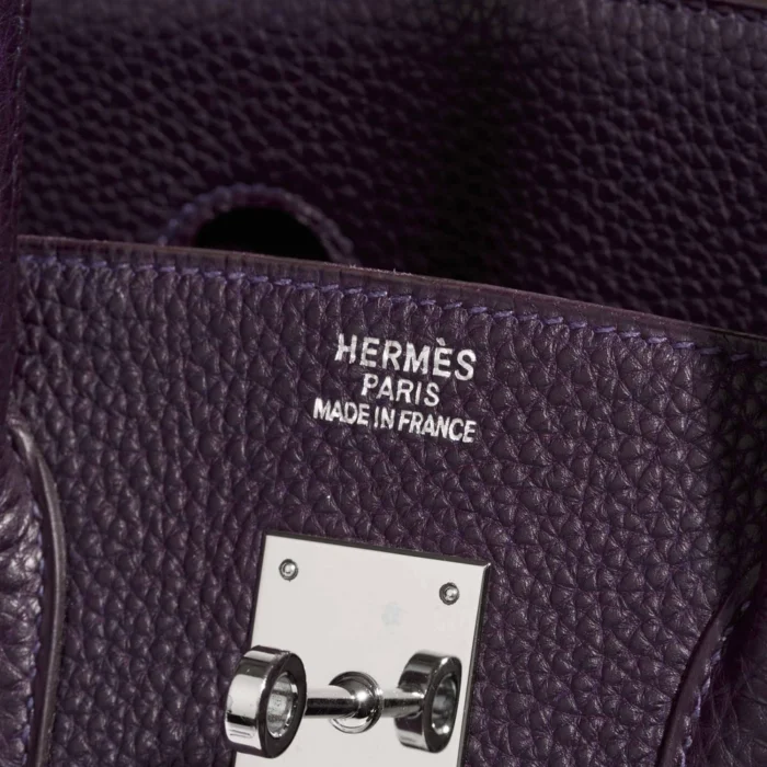 Artisan-Grade Hermès Dupes Birkin 35 Clemence Raisin PHW - Replica Handbags - Image 6