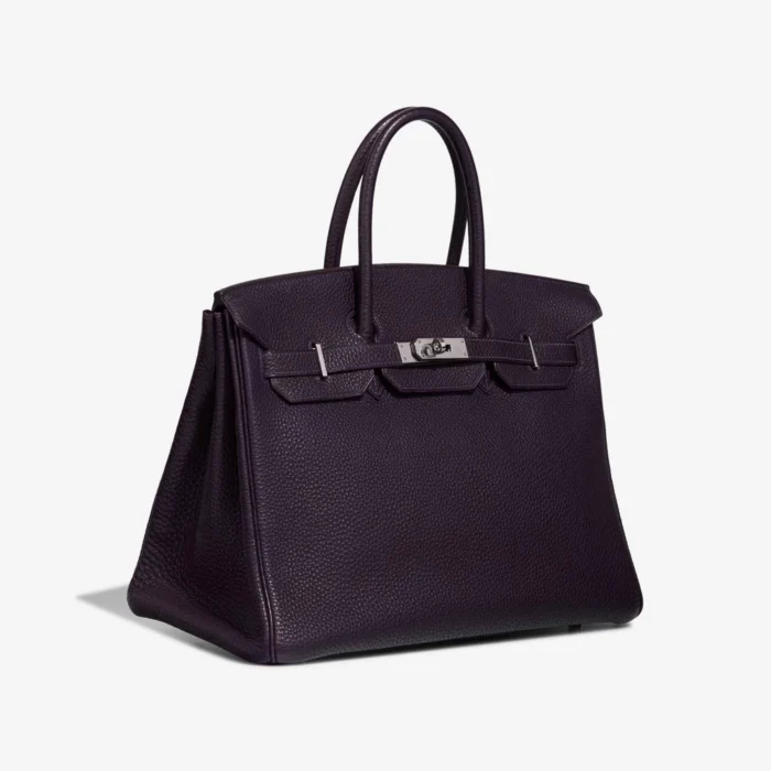 Artisan-Grade Hermès Dupes Birkin 35 Clemence Raisin PHW - Replica Handbags - Image 4