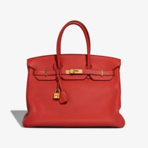 Artisan-Grade Hermès Dupes Birkin 35 Clemence Rouge Tomate GHW - Replica Handbags