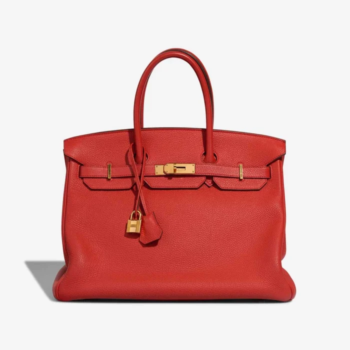 Artisan-Grade Hermès Dupes Birkin 35 Clemence Rouge Tomate GHW - Replica Handbags